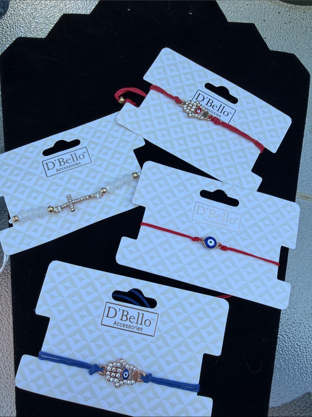D'Bello Bracelets- Hamsa, Evil Eye, cross, your choice